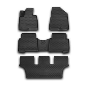 Hyundai Grand Santa Fe Floor Mats - Omac - Rubber TPE - Black - 2013 Hyundai Grand Santa Fe Floor Mats - Omac - Rubber TPE - Black - 2013